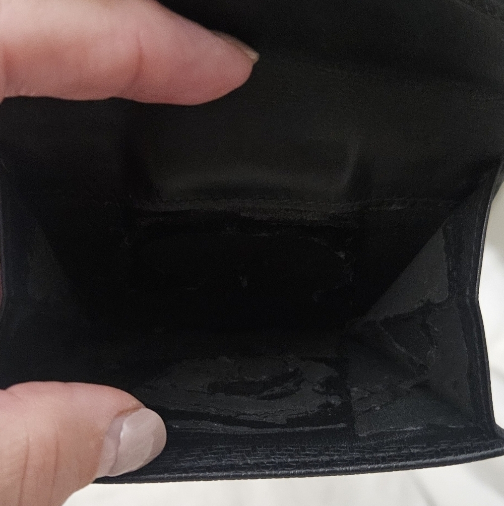 Vintage Salvatore Ferragamo Black Leather Bifold Wallet Coin Case c-22167  Flaw - Picture 6 of 8